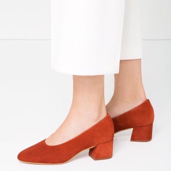 Zara Shoes - Zara Rust Colored Suede Low Block Heels NWT Size 6